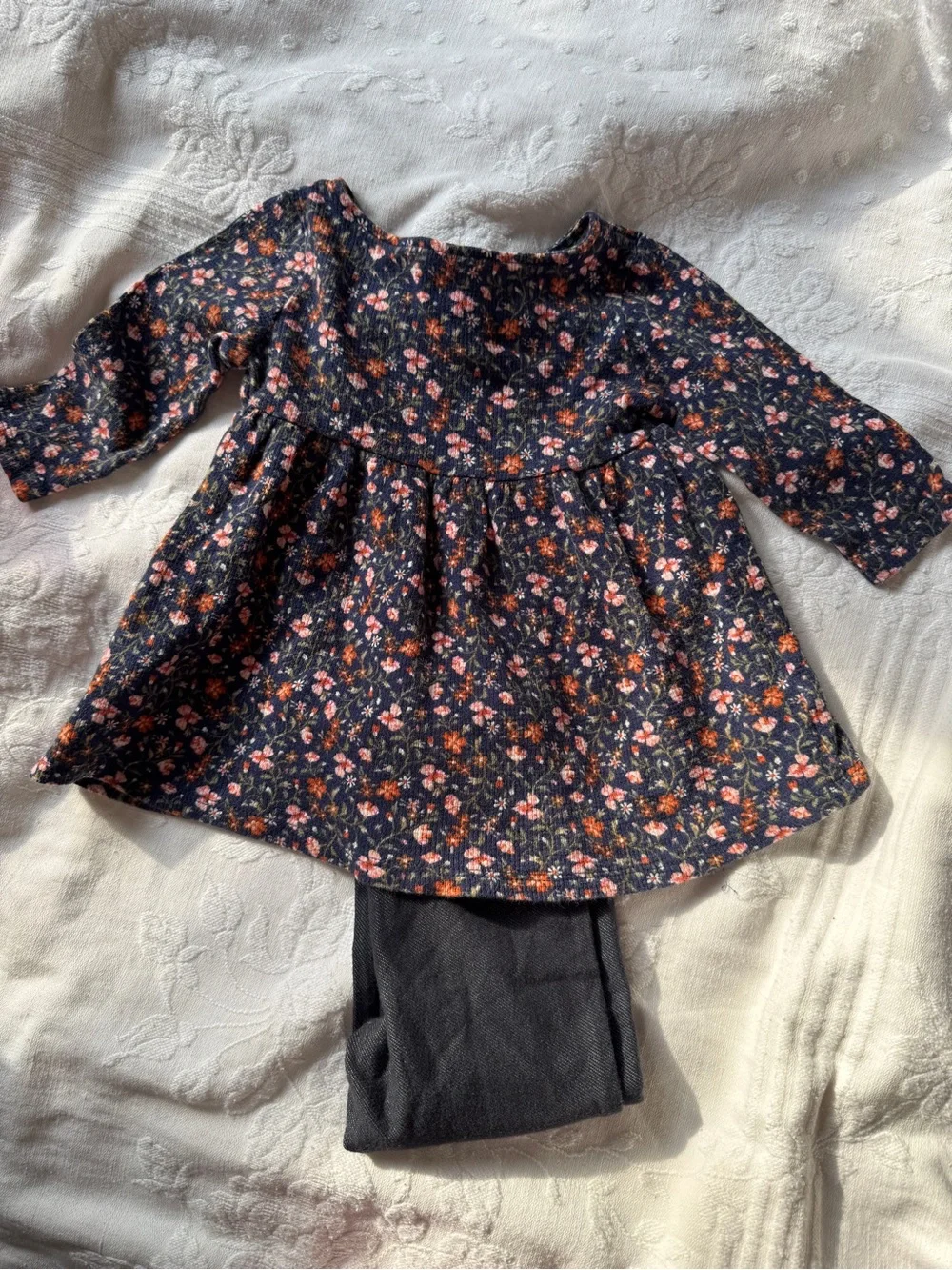 Carter's Old Navy Corduroy Dress with Jean leggings 6-12 mo girl set